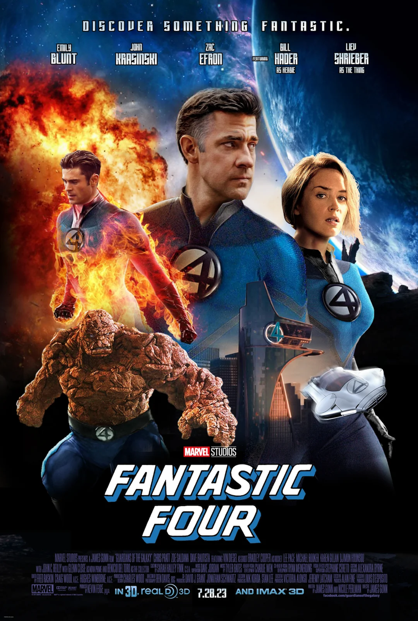 Los Cuatro Fantásticos podría haber tenido este póster con los actores soñados para su película del UCM