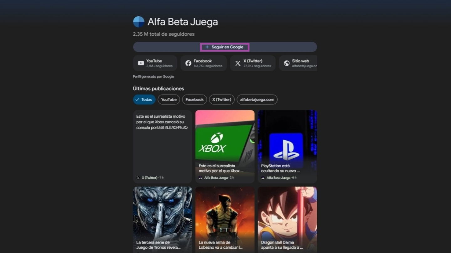Cómo seguir a Alfa Beta Juega en Google Discover y no perderte ninguna noticia