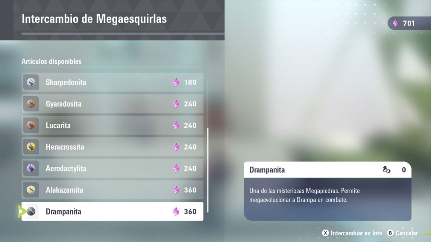 Podemos intercambiar Megaesquirlas por Megapiedras