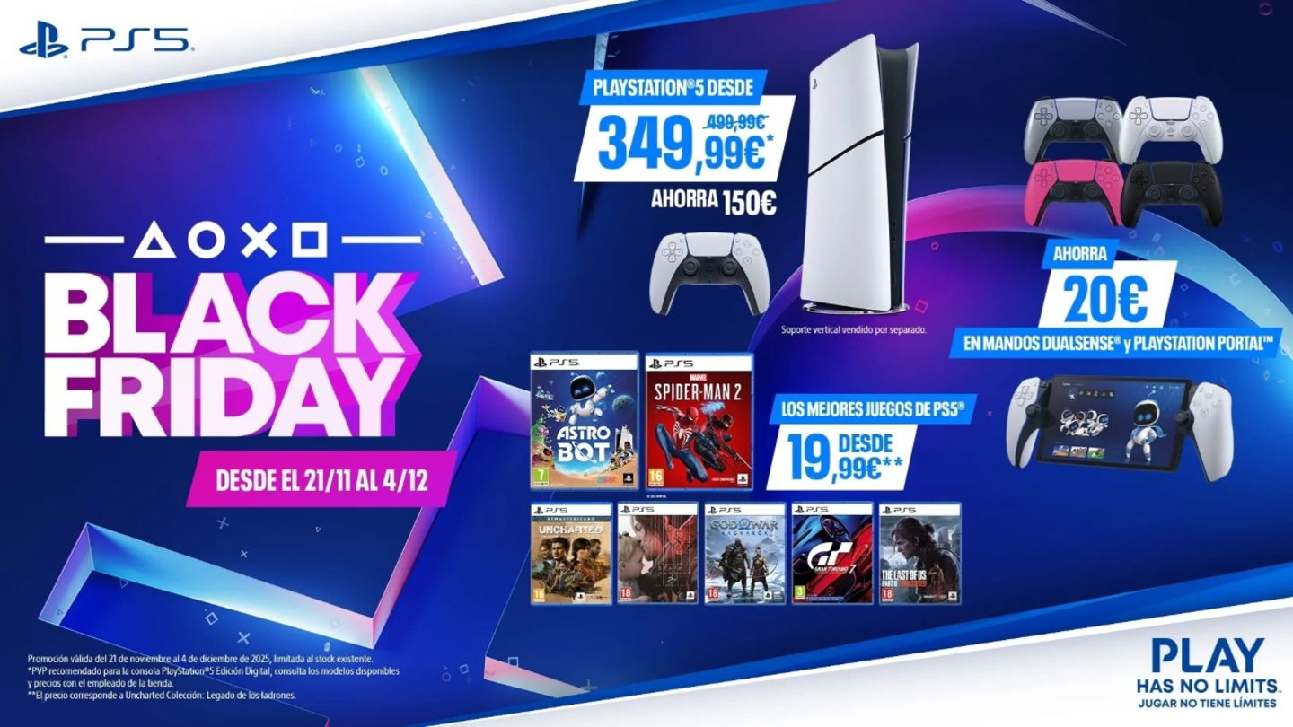 PlayStation confirma sus rebajas del Black Friday con 150 euros de ahorro en PS5