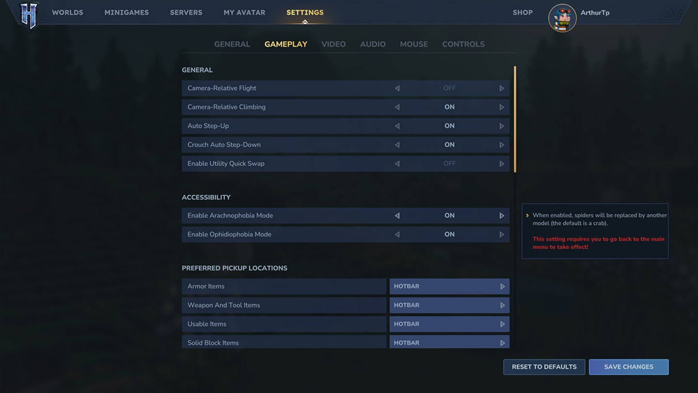 Encontraremos el modo aracnofobia en los ajustes del menú