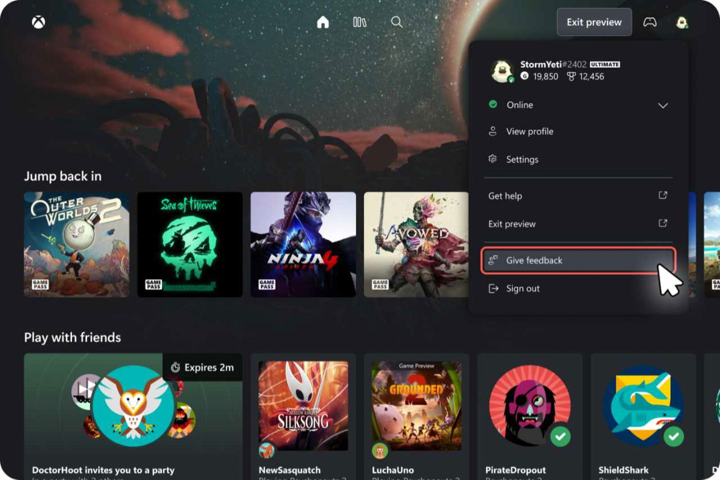 Xbox Cloud Gaming - Captura versión web