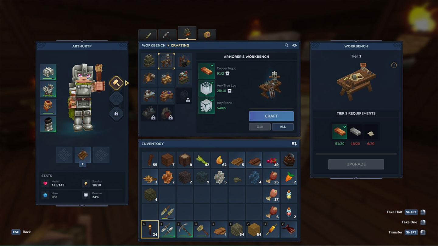 Necesitaremos la mesa de armero para fabricar mejores armaduras