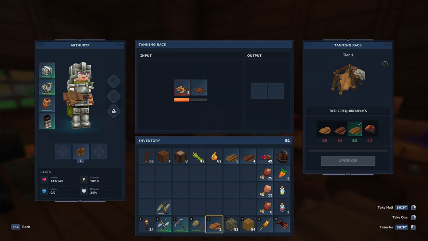 Podremos introducir pieles en el estante de curtido para procesarlas en cuero