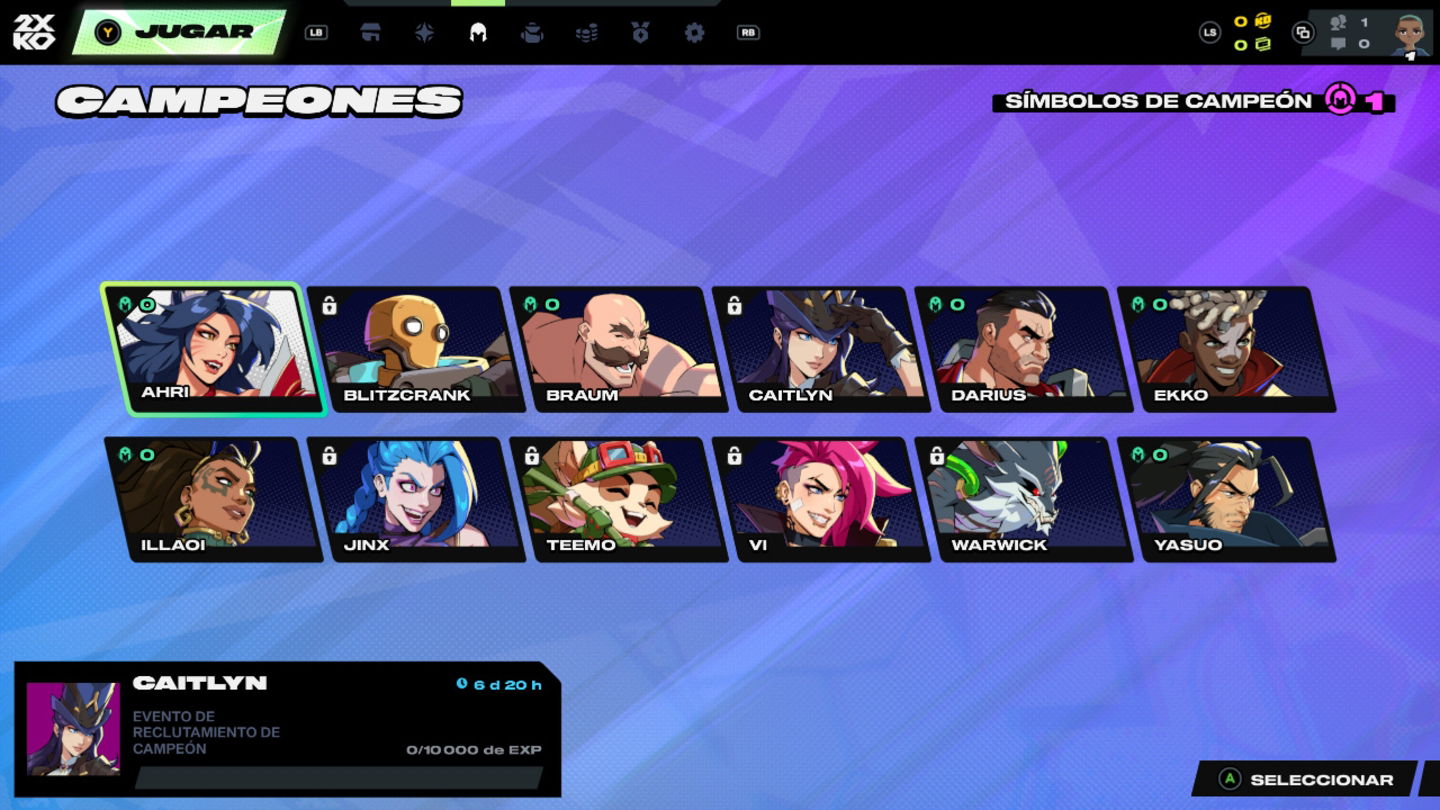 Podéis consultar todos los campeones y sus movimientos desde su propia sección en el menú