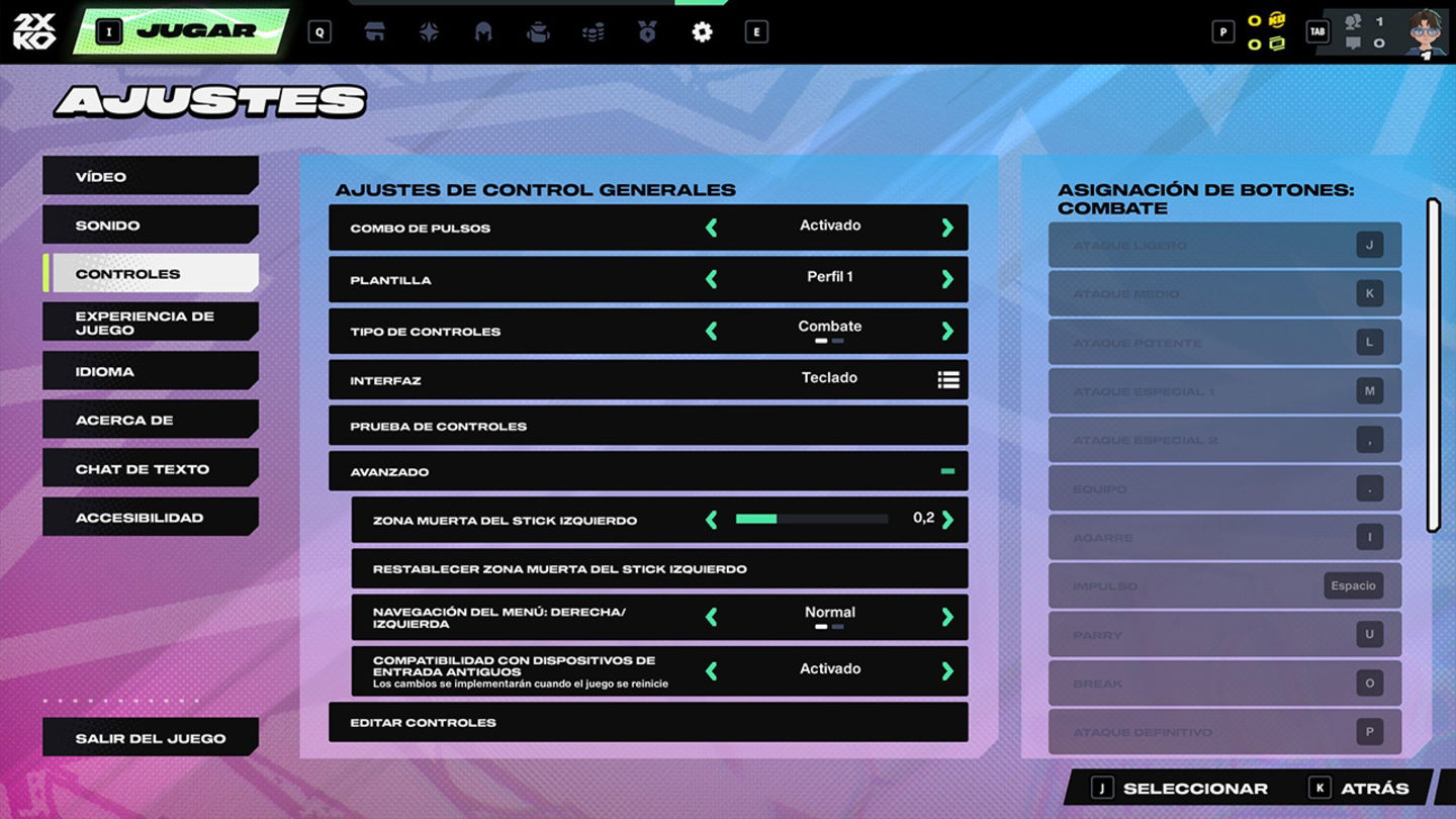Podemos cambiar los ajustes de controles que queramos desde la pantalla de ajustes