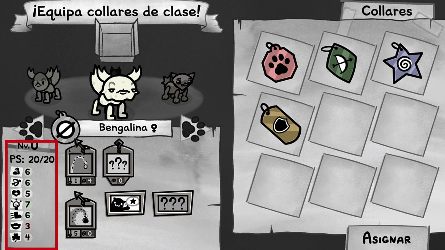 Todos los gatos cuentan con unos atributos o estadísticas base