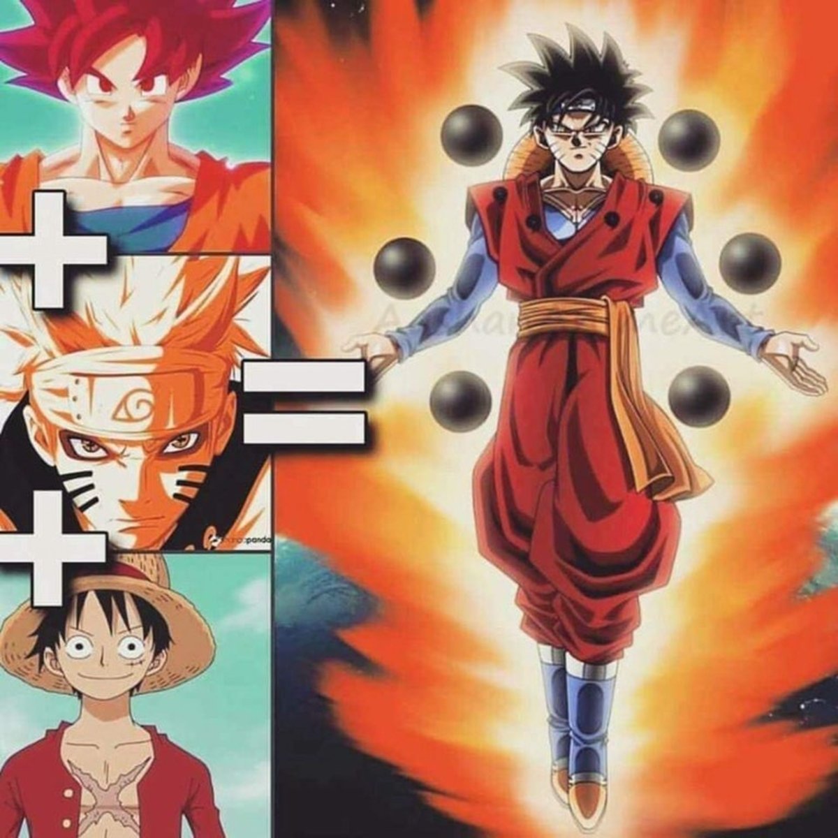 Dragon Ball: Goku tendría este aspecto si se fusionase con Luffy y Naruto en un crossover