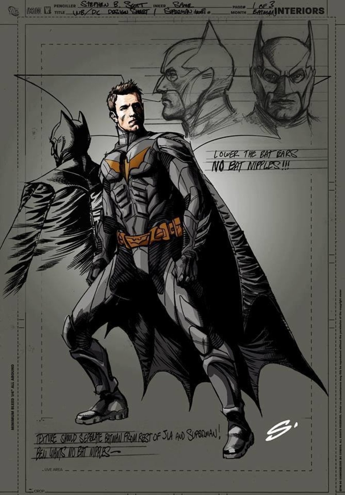Primer boceto de Ben Affleck como Batman hecho por un artista de DC Comics