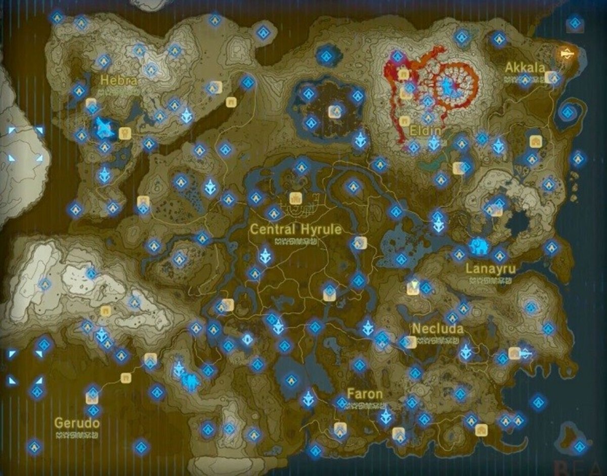 The Legend of Zelda: Breath of the Wild: Estas son las localizaciones de los 120 santuarios